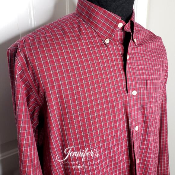 3/$25 L.L. Bean Men's Red and Gray Plaid Buttondown Shirt Size Large - Picture 5 of 9